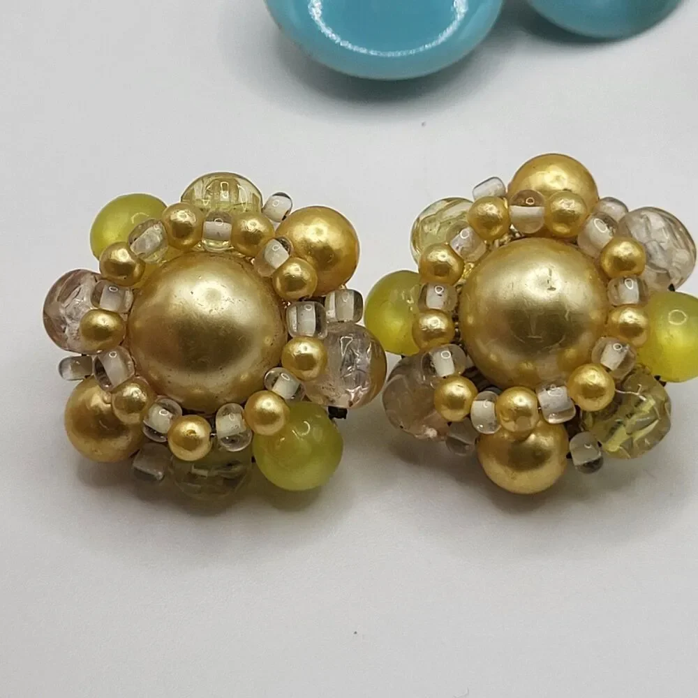 Lot of 5 Clip On Earrrings Vintage 60s 